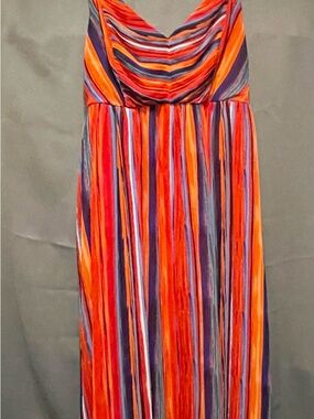Torrid Red, Orange, & Blue Striped Maxi Dress